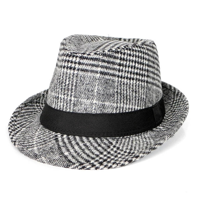 Autumn And Winter Large Plaid Hat Brushed Plaid Jazz Hat