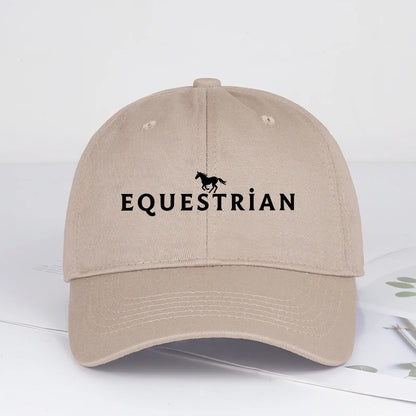 Equestrian Themed Horse Logo Print Soft Top Baseball Cap Soft Comfortable Breathable Adjustable Retro