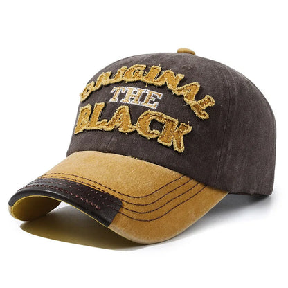 Men's Retro Washed Cloth Alphabet Baseball Cap Curved Brim Old Cap Spring and Autumn