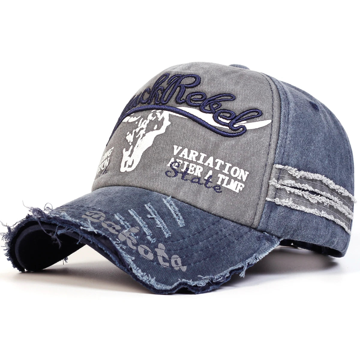 Unisex Black Rebel Letter Embroidery Wash Baseball Caps Outdoor Adjustable Casual Hats Sunscreen Hat