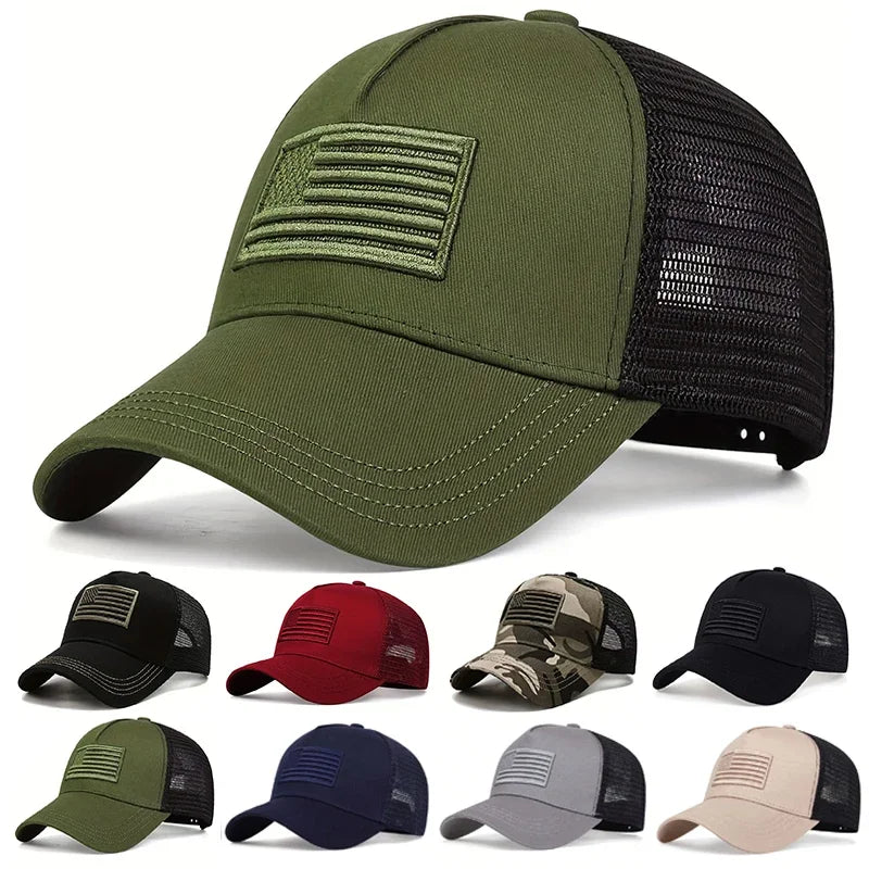 Unisex American Flag Embroidery Baseball Net Caps