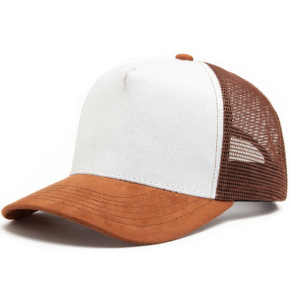 New Summer Suede Trucker Hat Men Mesh Baseball Cap