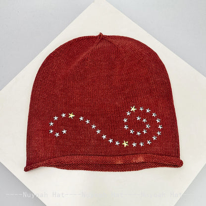 New Men Women American Retro Rivet Stars Knitted Hats
