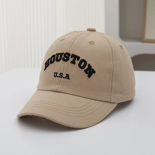 Retro Street Style Arched Letter Embroidery HOUSTON Baseball Cap Suitable For Outdoor Sun Protection