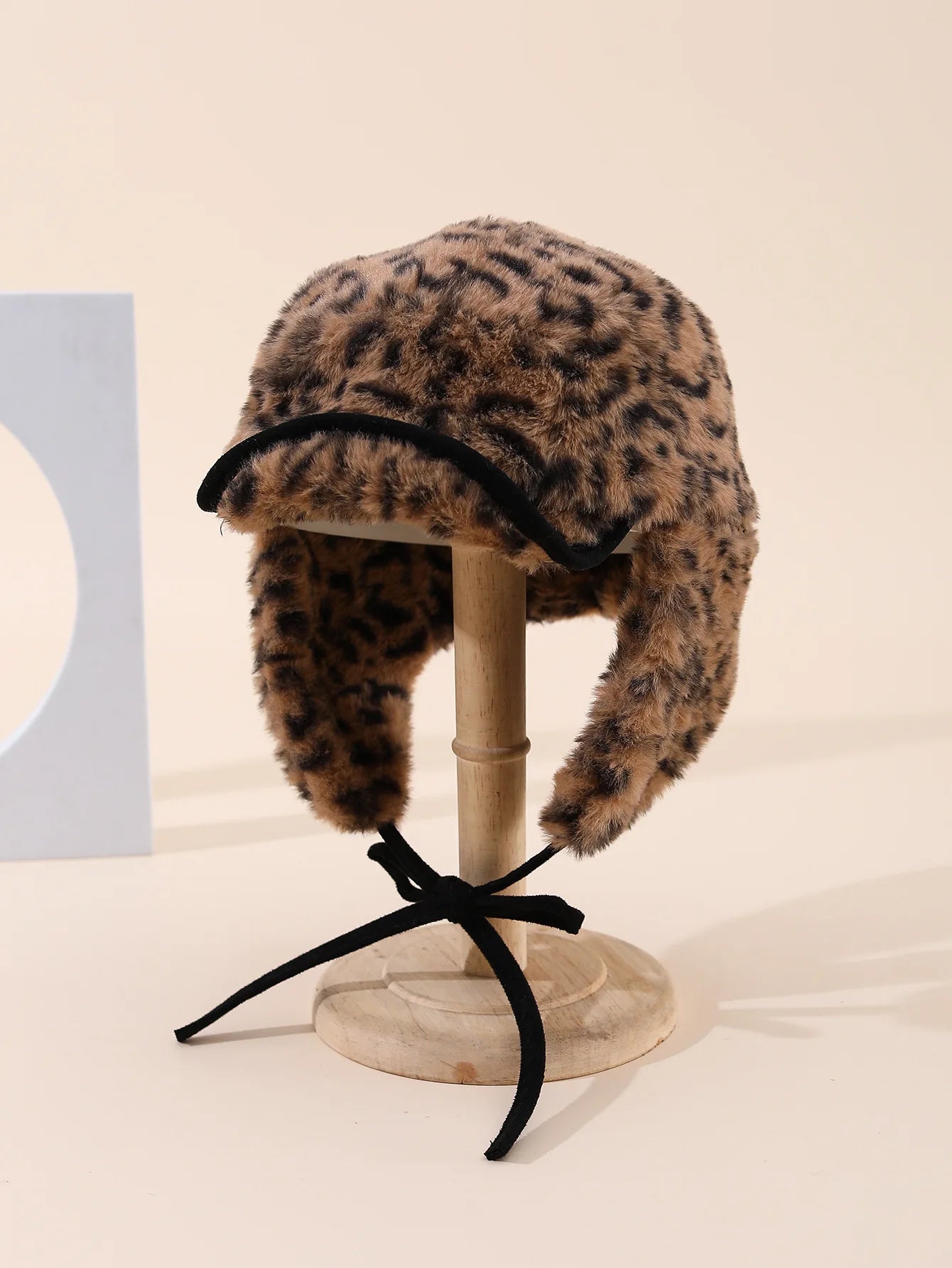 Winter Hats Woman Leopard Print Faux Fur Earflap Hat