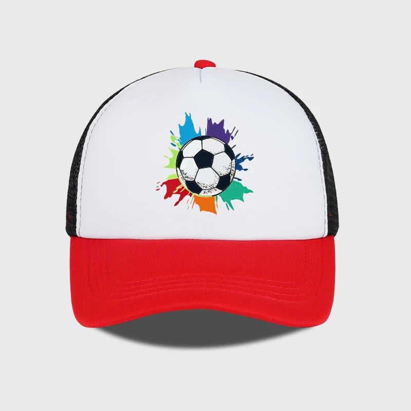 Colorful Soccer Splash Print Sponge Mesh Cap