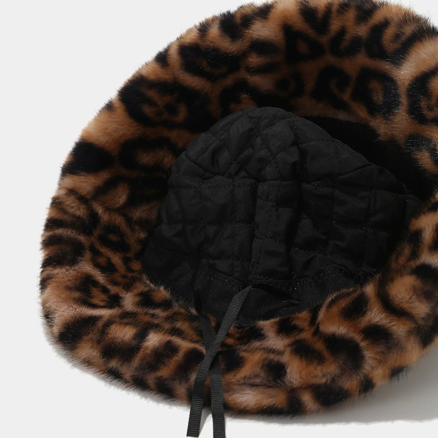 Women Leopard Print Fur Hat Thickened Winter Warm Fisherman Hat