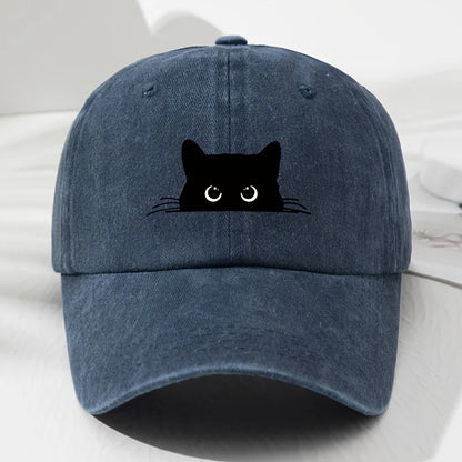 Black Cat Printed Baseball Cap Retro Men's and Women's