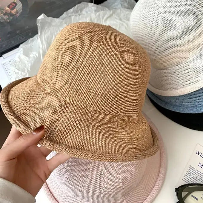 Cuffed Knitted Openwork Fisherman's Hat