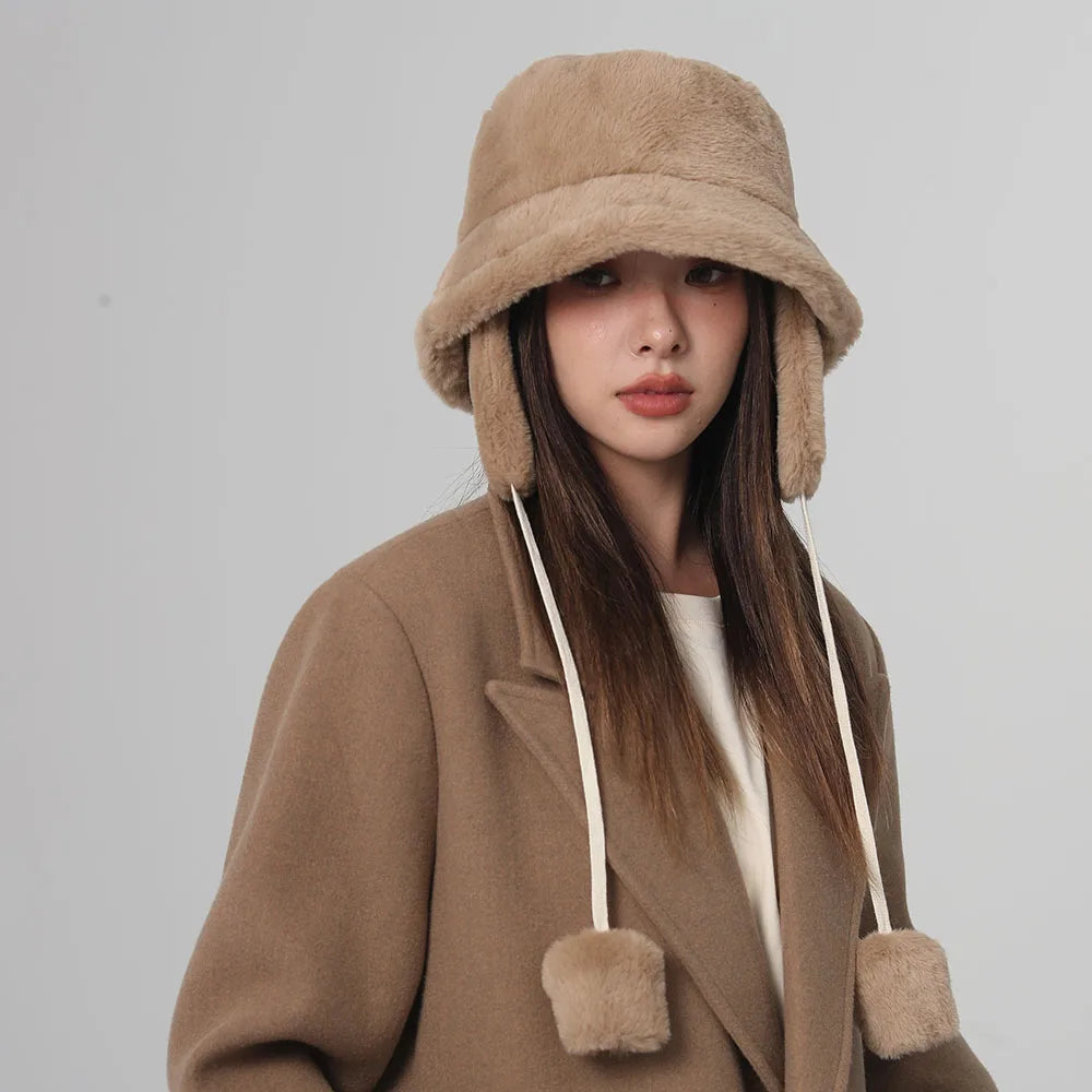 Bomber Winter Warm Bucket Hat Hats For Women Golf Cap