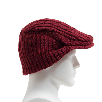 Men Women Knitted Hat With Earflaps Beret Autumn Winter Thickened Warm Berets