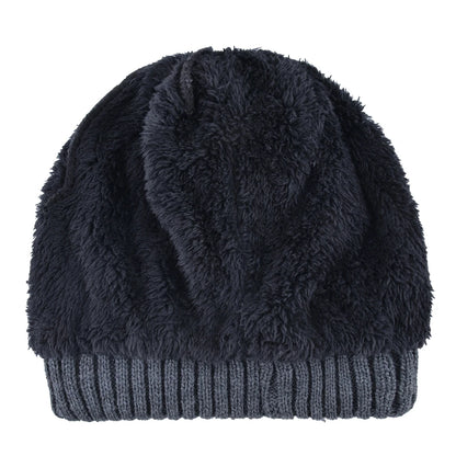 Winter Beanies Men Knitted Skull Pattern Solid Color Hat With Metal Skulls