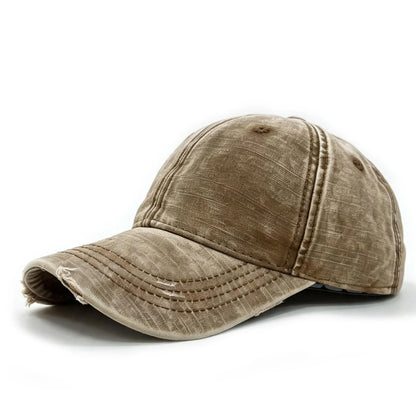 Washed Distressed Texture, Perforated Holes, Glossy Board Baseball Cap