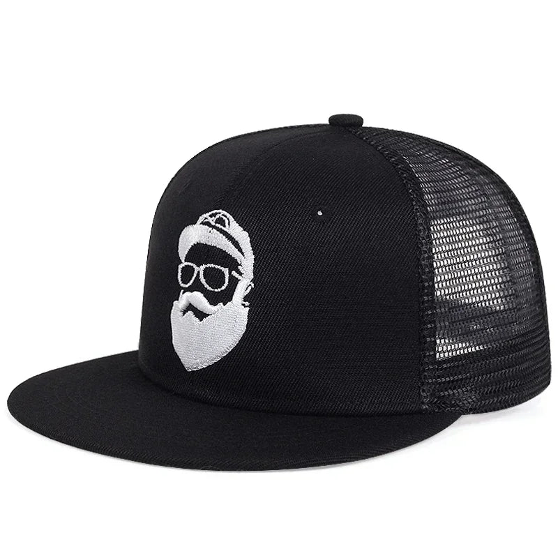 Unisex Old Man Embroidery Hip Hop Net Hats Adjustable Casual Snapback Baseball Caps Outdoor Sunscreen Hat