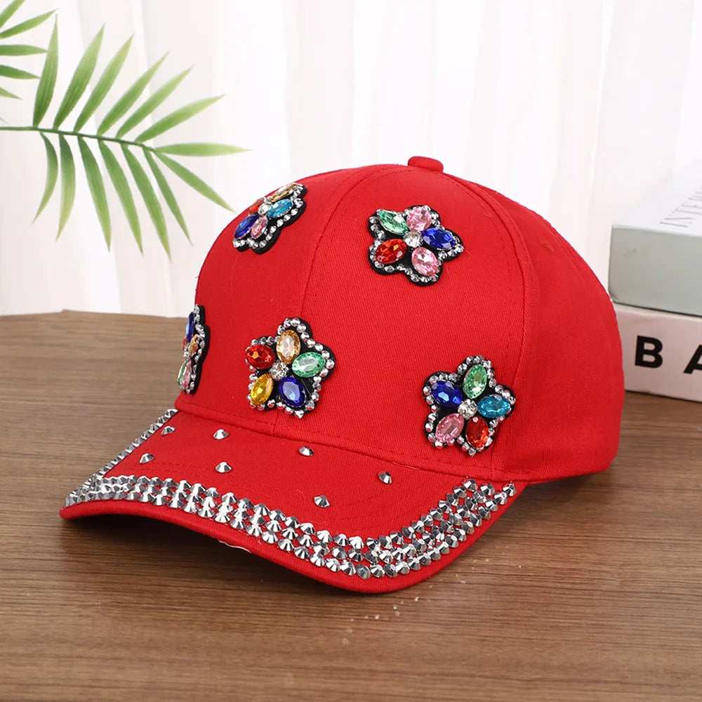 Colorful Flower Shining Baseball Cap Unique Stylish Cowboy Hat