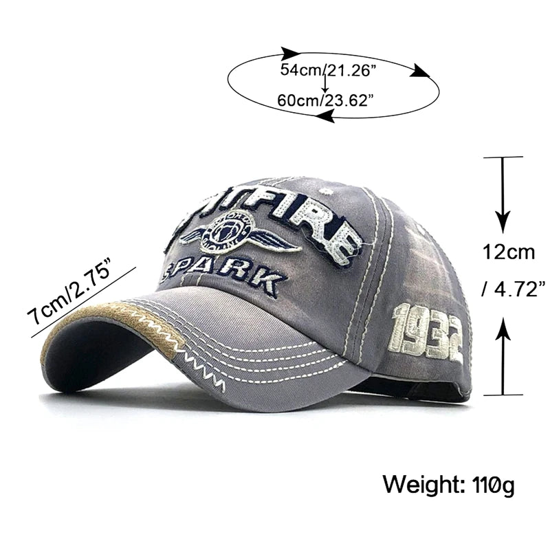 Embroidered Letter 1932 Washed Cloth Retro Style Baseball Cap