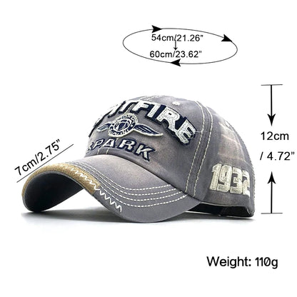 Embroidered Letter 1932 Washed Cloth Retro Style Baseball Cap