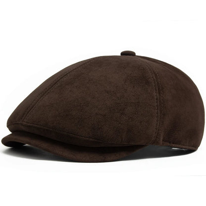 New PU Imitation Leather Newsboy Cap Fashion Vintage Men Women Berets