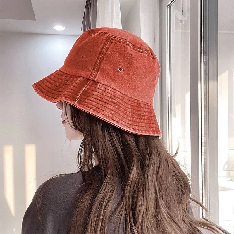 Bucket Hat Retro Washed Denim Fisherman Hat