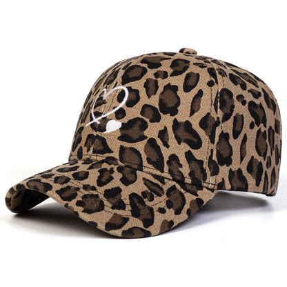 Unisex Leopard Print With Hearts Embroidery Baseball Caps