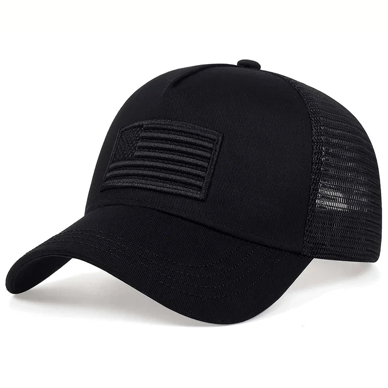 Unisex American Flag Embroidery Baseball Net Caps