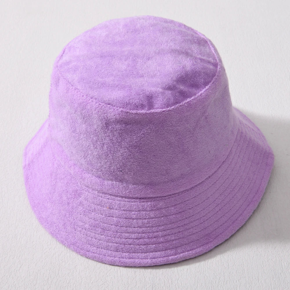 Simple Terry Cloth Towel Bucket Hat Spring Autumn