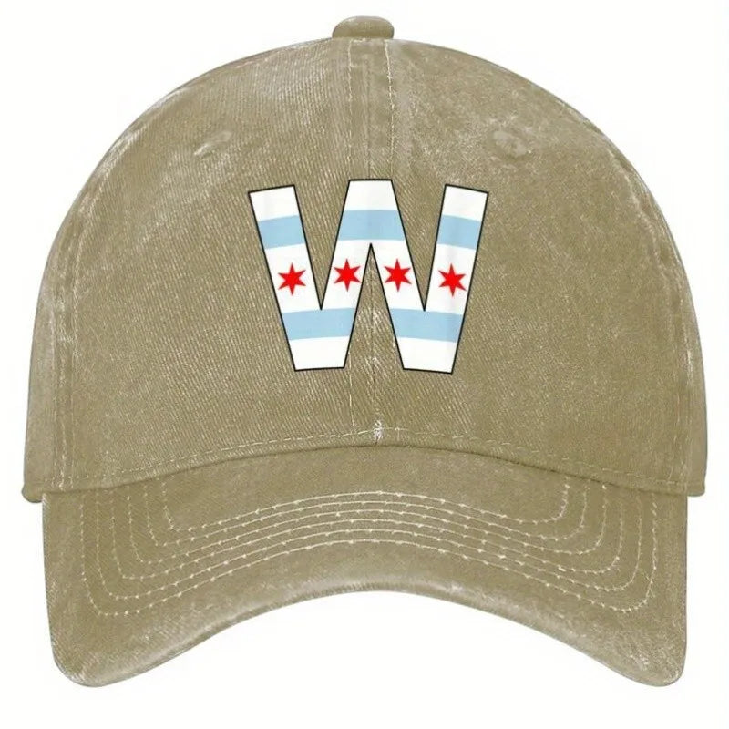 Chicago Flag W Letter Baseball Cap Cotton Adjustable Adult Casual Sports Snapback Hat