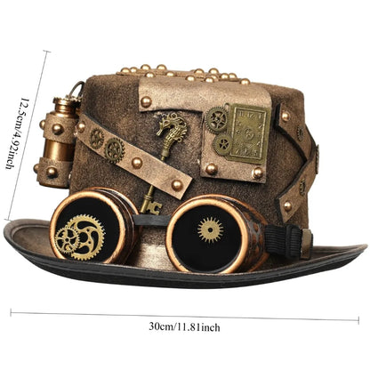 Steampunk Pirate Hat With Goggles Gothic Cosplay Headwear Performance
