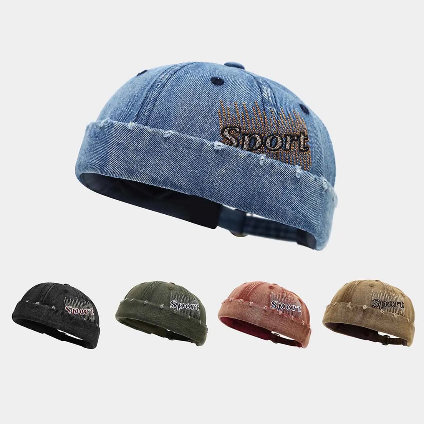 Vintage Washed Denim Brimless Hat