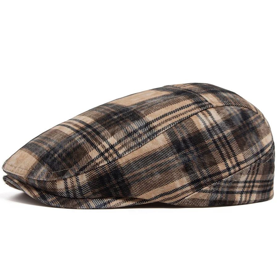 Y2k Plaid Beret Summer Women Hat Vintage Caps For Men
