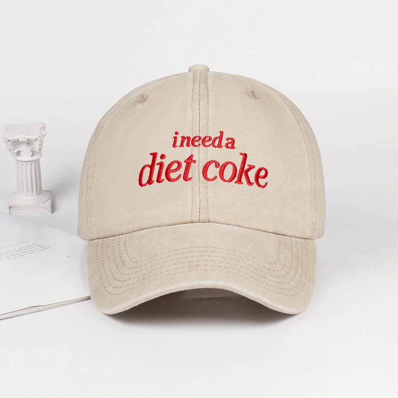 “I Need A Diet Coke” Embroidered Washed Baseball Cap