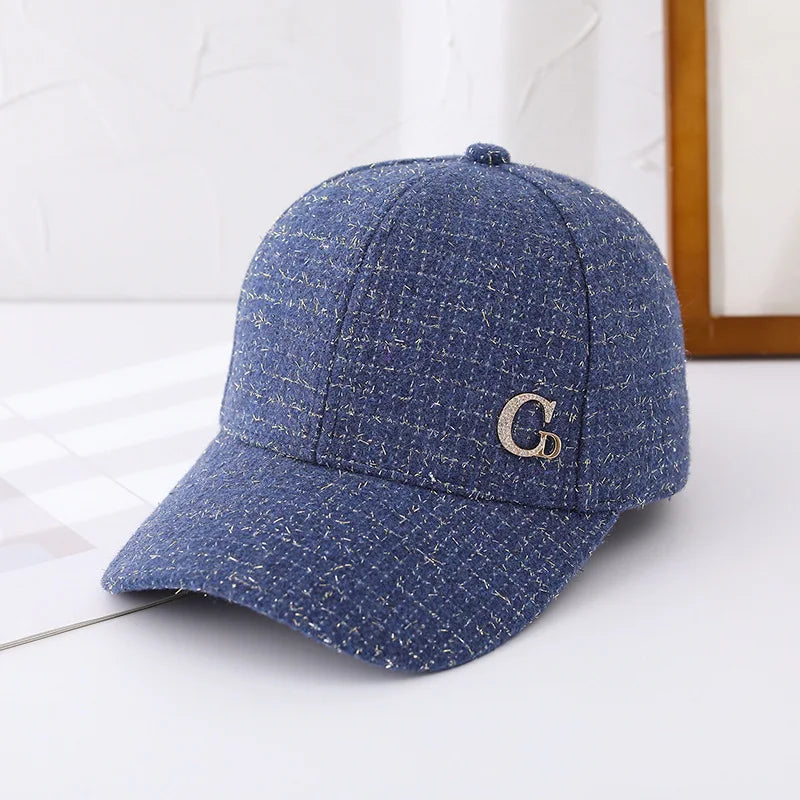 Metal M Patch Baseball Cap Black Elegant Man Hat