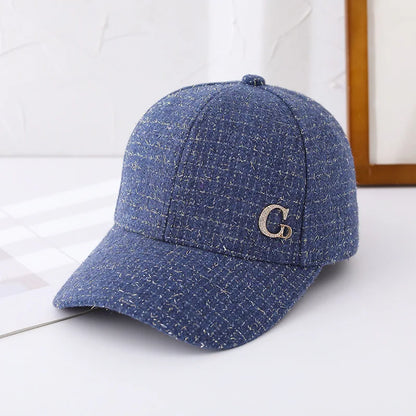 Metal M Patch Baseball Cap Black Elegant Man Hat