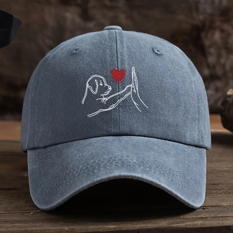 Dog Love High Five Printed Baseball Hat American Retro Duck Tongue Hat Outdoor Men's and Women's Hats