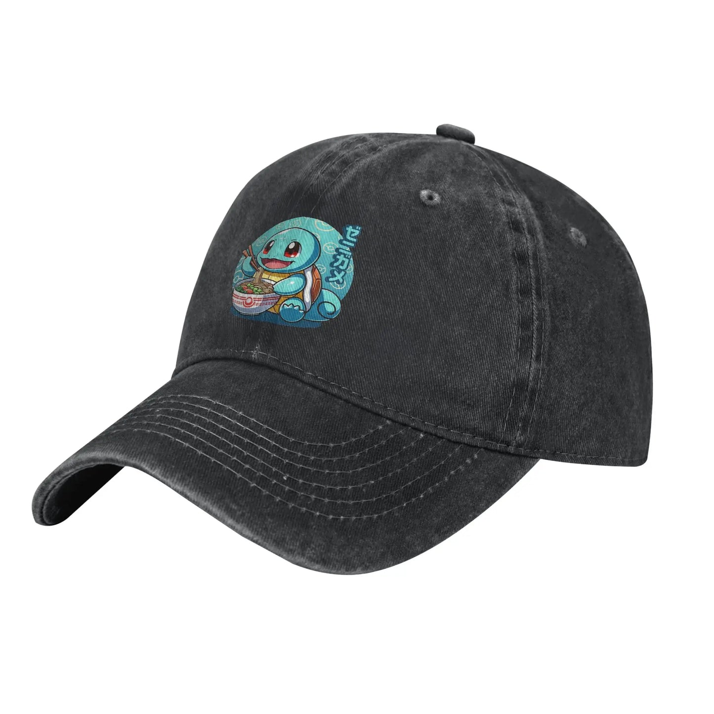 Classic Cute Water Type Creature Eating Ramen Pokemons Baseball Caps