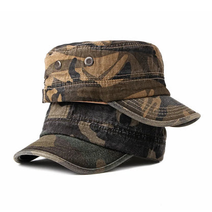 Vintage Camouflage Hats For Men Women Spring Summer Flat Top