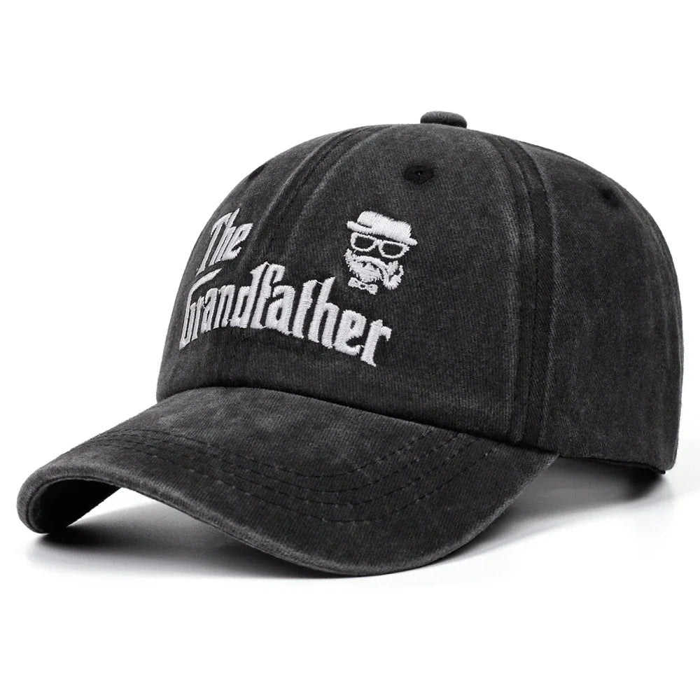 The Grandfather Washed Baseball Cap Retro Casual Women Men Dad Hat Denim Embroidered Hat