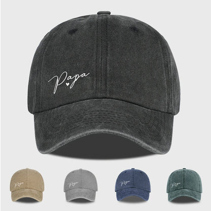 Retro “Papa” Handwritten Print Washed Baseball Cap