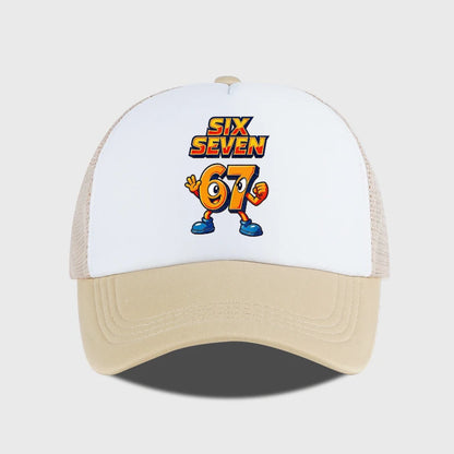 Trendy Cartoon 67 Six Seven Sponge Mesh Cap