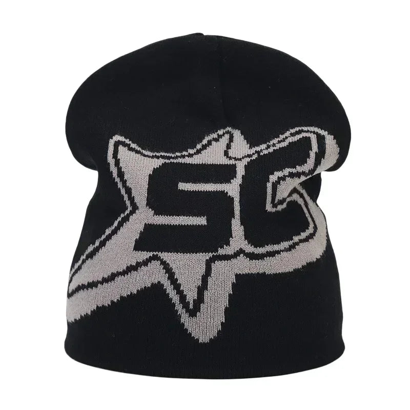 Y2K Letter Knitted Winter Autumn Beanie Cap Men Women