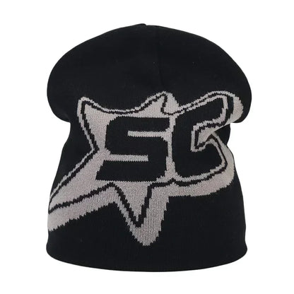 Y2K Letter Knitted Winter Autumn Beanie Cap Men Women