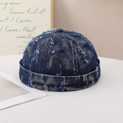 Broken Denim Docker Cap Cotton