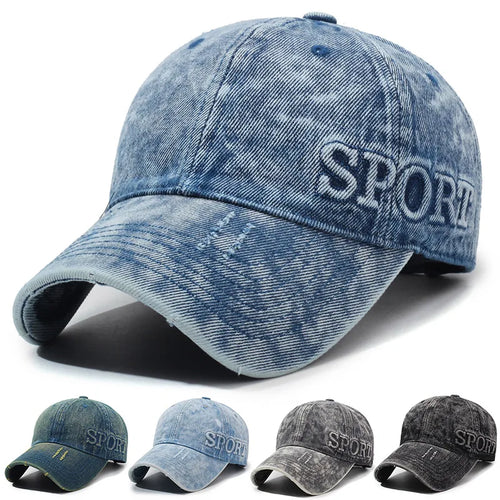 Four Season Washed Denim Sport Baseball Cap