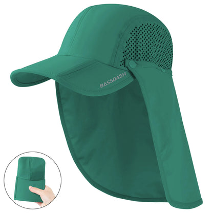 UPF 50+ Foldable Fishing Hat Baseball Cap With Removable Neck Flap Portable