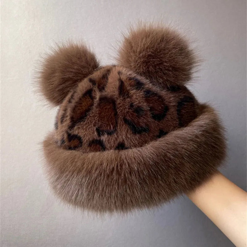 Winter Women Girls Casual Artificial Fur Beanie Caps
