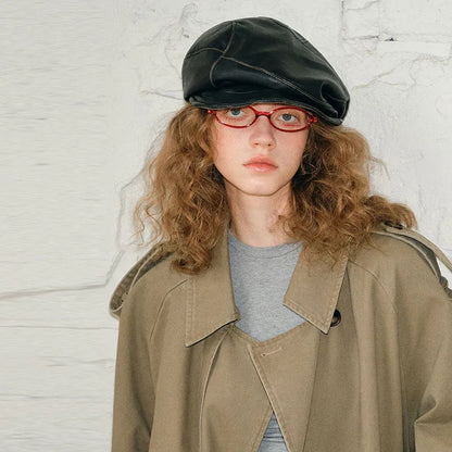 High Grade Leather Newsboy Cap For Men Fashion British Style Berets For Women