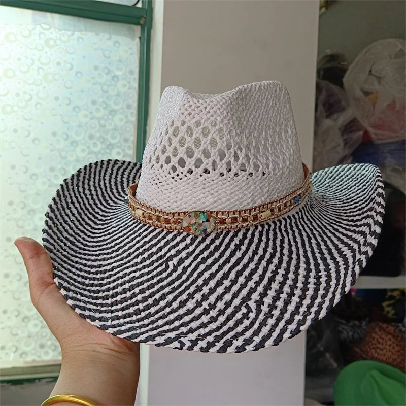Woven Hard Summer Sapphire Accessories Neutral Cowboy Hat