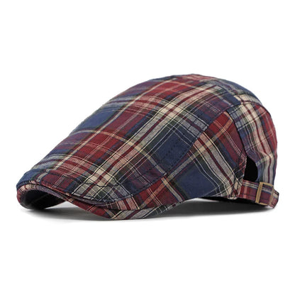 Four Seasons Cotton Stripe Print Newsboy Caps Flat Peaked Cap Men And Women