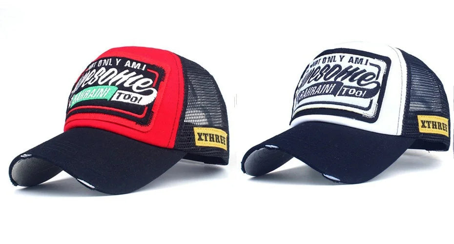 Spring And Summer New Mesh Embroidery Letter Awesome Baseball Cap Baseball Cap Outdoor Sunscreen Cap