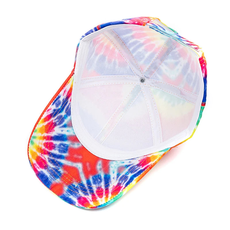 Outdoor Casual Tie Dye Caps For Women Rainbow Colorful Baseball Cap